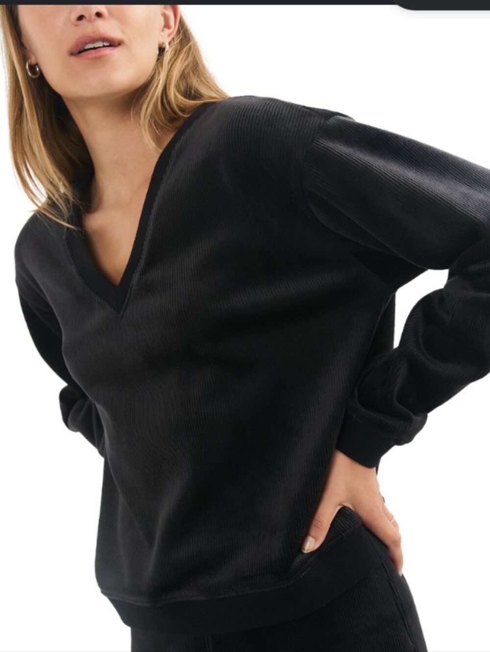 Marine Layer Ribbed Velour V Neck Sweatshirt Corduroy NWT